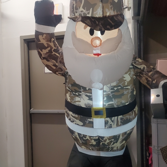 Celebrations Other - 6 FT Camo Santa Claus Christmas Inflatable Camouflage Lighted Military Cap ARMY